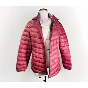 Bass & Co Puffer Jacket Size M Women's Y2k Outdoorsy Burgundy Gorpcore Coat